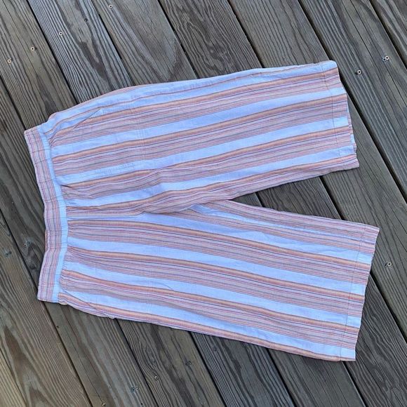 Anthropologie 🐾Cloth & Stone Wide Leg Stripe Cropped Pants, Sz Large, MSRP $118 - Picture 4 of 14